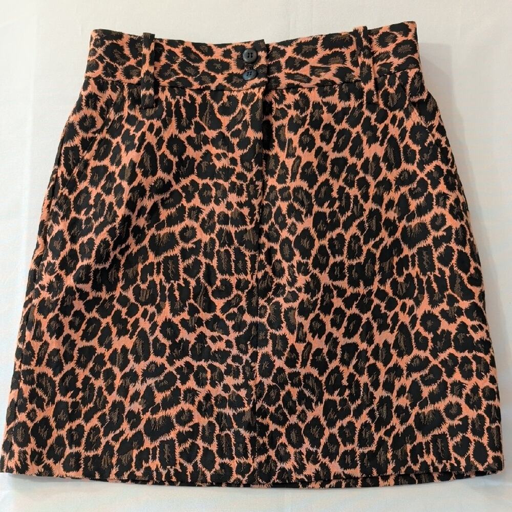 Topshop Leopard Print Mini Skirt High Rise Size 6 Y2K Animal Print